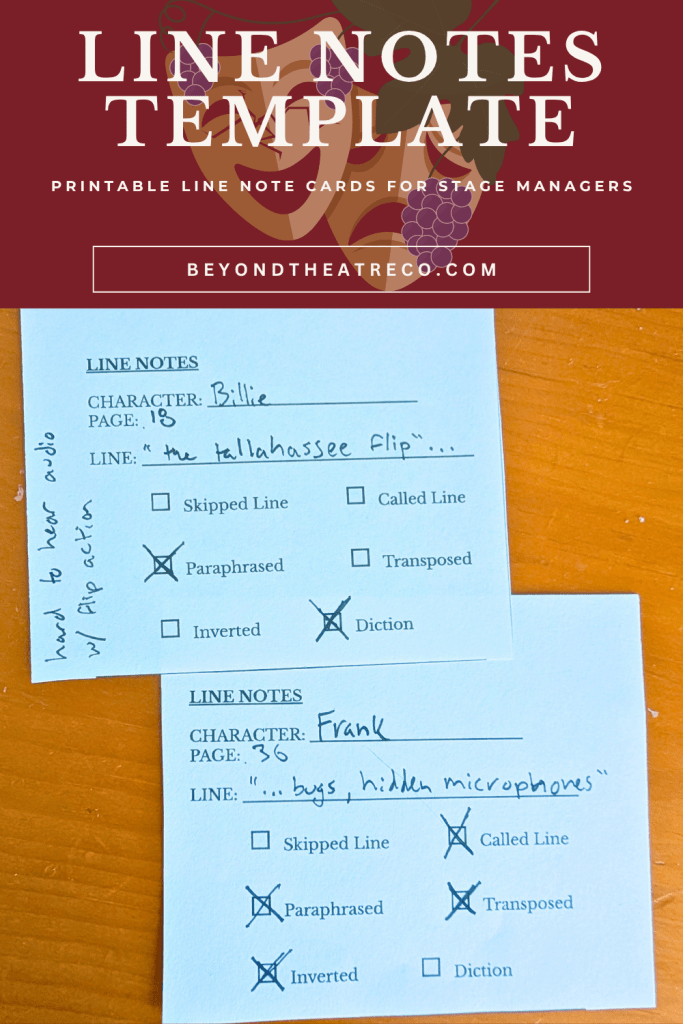 Line Notes Template | Beyond Theatre Co.